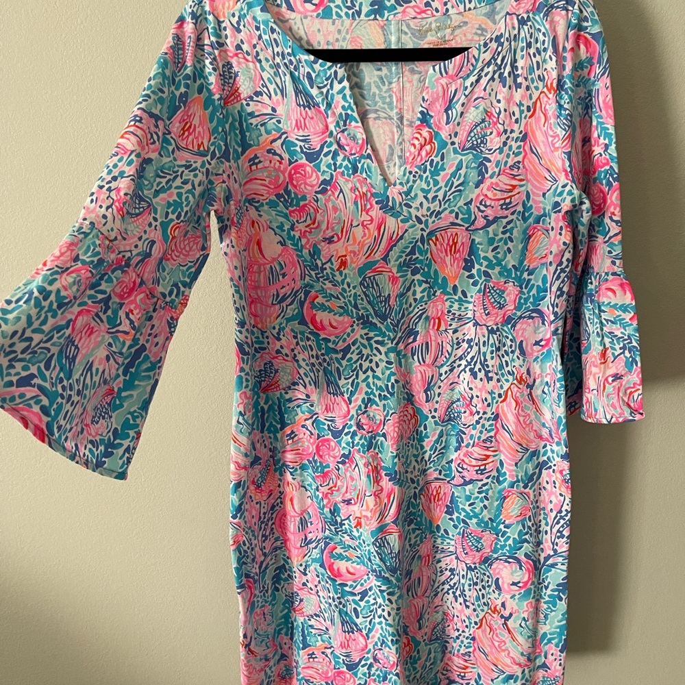 LILLY PULITZER DRESS SZ MEDIUM Pink and Blue Floral Dress